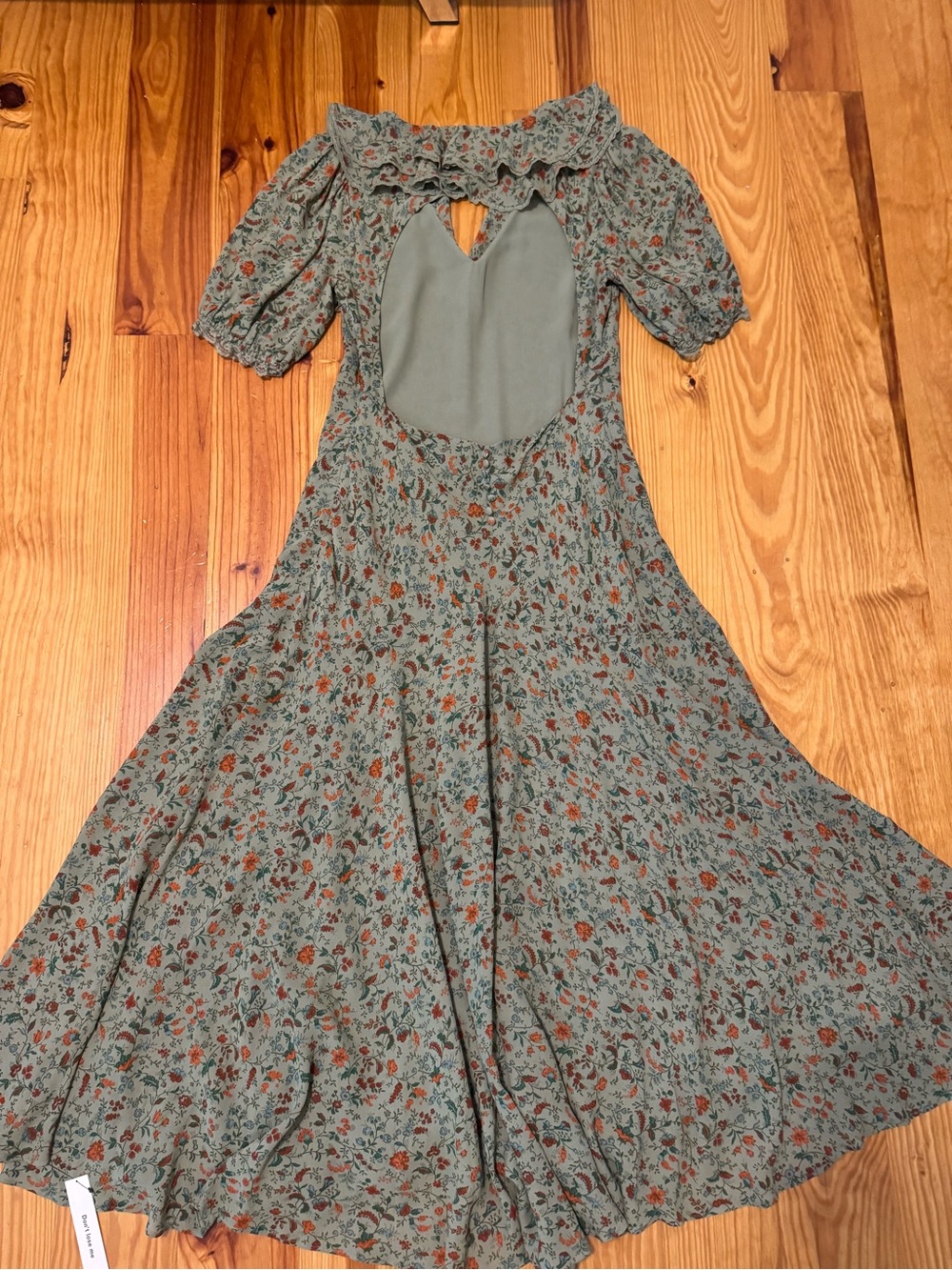 Reformation Evra Ponderosa Dress Green Floral Ruffle Lace Trim SZ US 12 NWT - Picture 16 of 16